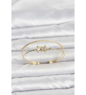 Pirinç Gold Renk Baget Zirkon Taşlı Objeli Kadın Bileklik 5886 - SSSSSS6205-7724