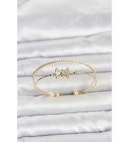Pirinç Gold Renk Baget Zirkon Taşlı Objeli Kadın Bileklik 5886 - SSSSSS6205-7724