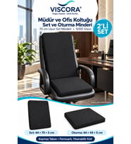 Müdür ve Ofis Koltuğu Minderi 2’li Set – %100 Visco Uzun Sırt ve Oturma Desteği