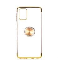 Galaxy M51 Kılıf Kenarları Renkli Yüzüklü Manyetik Silikon (Gold)