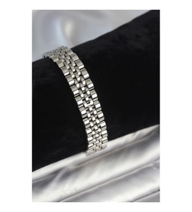 Mey İthalat® 316L Çelik 12 mm Kalınlıkta Gümüş Renkli Erkek Bileklik