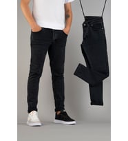 Erkek Slim Fit Dar Kesim Tırnaklı Kot Pantolon Füme