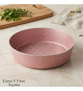 ARZU ÇELİK 28 Cm Granit Ezme V Fırın Tepsisi - Pembe