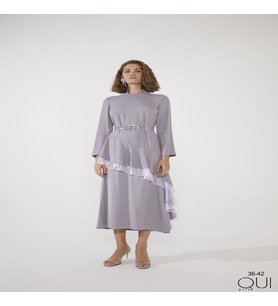 Volan Detaylı Elbise (Lila)