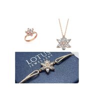 Lotus Çiçeği Kolye,bileklik Ve Yüzük Seti 925 Ayar Gümüş Set