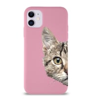 Apple iPhone 11 Uyumlu Lansman Kılıf Catface Tasarımlı Altı Kapalı İçi Kadife Kaplı Silikon Kapak (Şeffaf)