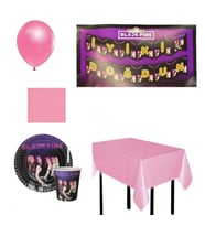 16 Kişilik BlackPink Tabak, Bardak Yazı Balon Seti, BlackPink Parti Doğum Günü Parti Süsleri-