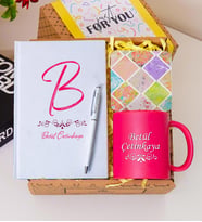Kişiye Özel Renkli Defter , Kırmızı Kupa Bardak, Tükenmez Kalem & Hediye Seti