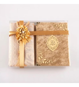 Yasin +  Seccade +  Tesbih Hediye Seti (Çanta Boy, Raşel Cilt, ŞemsLafzatullah, Gold)