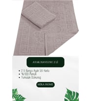2 li Ayak İzli Banyo Ayak Havlusu %100 Pamuklu Renkli 50X70 Cm Menom (Mürdüm)
