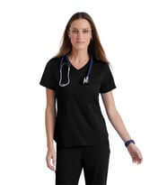 Barco Grey's Anatomy Moto GIT033 - GIP507  Medikal Giyim Doktor Scrubs Cerrahi Takım Likralı Hastane Üniforması (Siyah)