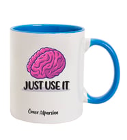 İsme Özel Kupa Bardak - Just Use It (Beyaz-Mavi)