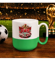 BK Gift Fas Taraftar Temalı Dünya Futbol Kupası Tasarımlı Yeşil Joyful Kupa Bardak