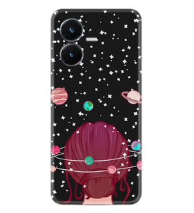 Vivo Y22S Kılıf Resimli Desenli Baskılı Silikon Space Woman 1311
