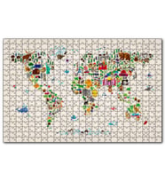 Cakapuzzle Dünya Haritası Ülkeler ve Simgeleri  Puzzle Yapboz MDF (Ahşap) (120 Parça)