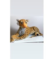 Oyuncak Leopar Kaplan Peluş Dev Boy 90 cm (Kahverengi)