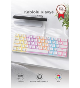 Torima Kablolu Klavye Rgb Işıklı Mekanik Q Klavye TK04 Beyaz