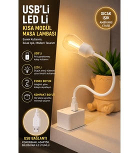 Esnek USB'li LED Gece Lambası Çalışma Okuma Masa Lambası Powerbank Uyumlu Taşınabilir Ultra Hafif Beyaz