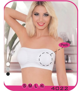 Beyaz Kadın Pedli Straplez Büstiyer Askısız Kısa Üst S-XL 4022