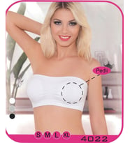 Beyaz Kadın Pedli Straplez Büstiyer Askısız Kısa Üst S-XL 4022