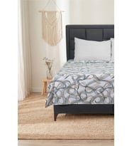 Pamuklu Dört Mevsim Pike Yatak Örtüsü 160x240 Cm Zen Dalga İndigo
