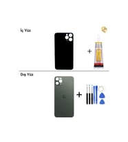 iPhone 11 PRO Yeşil Arka Kapak Arka Cam Batarya Kapağı Lazer Kesim Kapak Pil Kapağı + B-7000 Yapıştırıcı + Tamir Seti