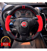 Fiat Punto Evo Dikme Direksiyon Kılıfı Parlak Siyah Kırmızı Detaylı Kırmızı Çift Yüzük ve Dikiş 2009-2012