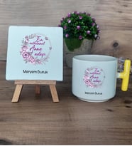 Anne Adayı Hediye Seti Kupa Bardak T Kulplu ve Dekoratif Taş Anneler Günü Anneye Doğum Günü Hediyesi (Model 5)