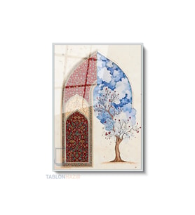 Dikey Çerçeveli Cam Islami Motifler Modern Ev Dekoru Duvar Sanatı Ev Ofis Tablosu (Gümüş)