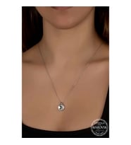 Swarovski Crystal Taşlı Çerçeveli Gümüş Kadın Kolye