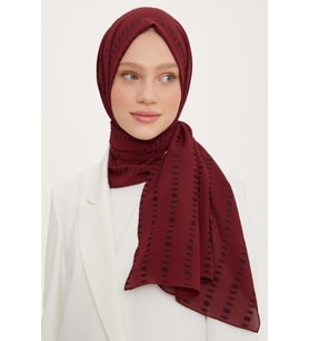 Armine Kesik Çizgi Detaylı Floş Şal Bordo Siyah (Bordo-Siyah)