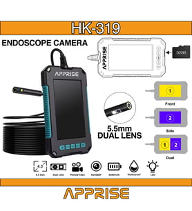 Apprise HK-319 Ekranlı 1080P Endoskop Yılan Kamera Çift Lensli Sert Kablo 10 Metre