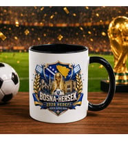 BK Gift Bosna-Hersek Taraftar Temalı Dünya Futbol Kupası Tasarımlı Siyah Kupa Bardak-4