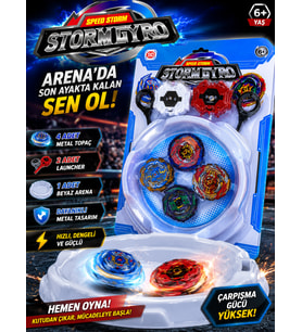 StormGyro Speed Storm 4’lü Beyblade Arena Seti 4 Metal Topaç 2 Fırlatıcı Ve Arena