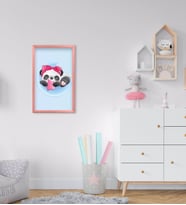 BK Home Sevimli Panda Tasarımlı Dekoratif Pembe Ahşap Çerçeveli Çocuk Odası Tablo-6