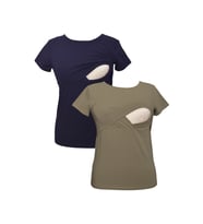 LuvmaBelly MYRA2504_2505 Emzirme tshirt seti (Haki-Lacivert)