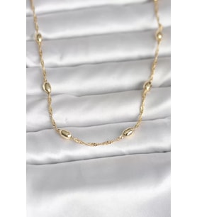 CM 14K Gold Renk Burgu Zincirli Damla Topçuk Model 45 cm Kadın Kolye - TJ-BKO11001