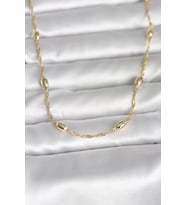 CM 14K Gold Renk Burgu Zincirli Damla Topçuk Model 45 cm Kadın Kolye - TJ-BKO11001