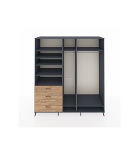 Kronos Dolap 9 Raflı 3 Çekmeceli 3 Askılı 220x59x243 Antrasit-Antrasit/Çam