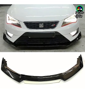 Seat Leon Fr Beyaz Renkli Şeritli Dilli Ön Lip 4 Prç Parlak Siyah ABS