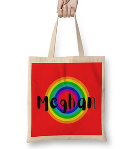 Meghan, Duchess of Sussex- Retro Rainbow Style Bez Çanta Uzun Saplı