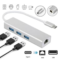 FC05 Type-C To 3 X 3.0 USB + RJ45 LAN Ethernet Çevirici MacBook Uyumlu