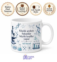 İsimli Mikroskop Desenli Baskılı Kupa Bardak Bilim Hediye