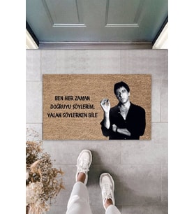 Dormot Modern Dijital Baskı - Scarface Al pacino Karşılama Kapı Önü Paspası (Bej)