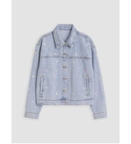 LCW Kids Mavi Çiçek Nakışlı Kız Çocuk Jean Ceket
