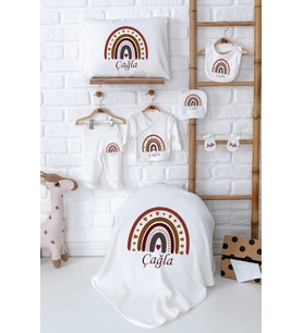 Pia Baby Premium %100 Pamuk Yenidoğan Kız Bebek Hastane Çıkışı Hediyelik Set 5035-02 (Ekru)