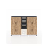 Hyperion Dolap 11 Raflı 3 Çekmeceli 8 Kapaklı 220x44x163 Antrasit-Çam/Aytaşı