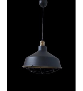 Retro Metal Siyah Dekoratif Eskitme Duylu Kafesli Siyah İçi Siyah Kafe Mutfak Avize Çap:30 cm
