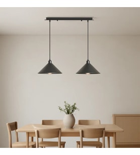 RİOLİGHT RETRO,VİNTAGE,MODERN SİYAH 3XE27 SIRALI MASA ÜSTÜ METAL SARKIT AVİZE UZUNLUK:60CM