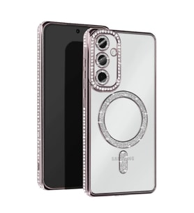 Samsung Galaxy S25 Kılıf Joke Simli Magneticsafe Kılıf - Gümüş